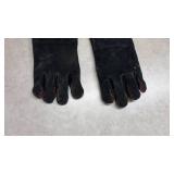 Long Black Suede Gloves with Red Trim