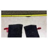 Long Black Suede Gloves with Red Trim