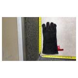 Long Black Suede Gloves with Red Trim
