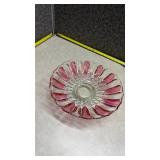 Pink and Clear Glass Serving Bowl