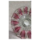 Pink and Clear Glass Serving Bowl
