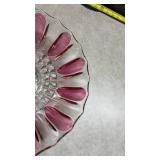 Pink and Clear Glass Serving Bowl