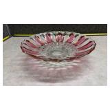 Pink and Clear Glass Serving Bowl