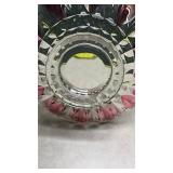 Pink and Clear Glass Serving Bowl