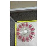 Pink and Clear Glass Serving Bowl