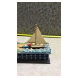 Mechanical Bank Cast Iron - Lighthouse and Sailboat