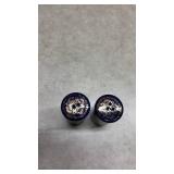 Niagara Falls Canada Cobalt Blue Salt and Pepper Shakers - Crakes on 1 of Them and Small Hole(SS)