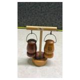 Indian City Salt and Pepper Shaker Set with Stand.  (SS)
