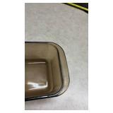 Anchor Hocking Clear Glass Loaf Pan and a Pyrex Brown Loaf Pan