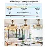 Retails for $340! 52" Dimmable Gold Fandelier Ceiling Fans with Lights and Remote Modern Retractable Blade Crystal Chandelier Ceiling Fan for Bedroom Dinning Room Living Room