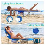 #WEJOY Folding Tanning Chair with Face Hole, 5 Positions Face Down Beach Lounge Chairs with Pillow for Outside Sunbathing Poolside (Blue)