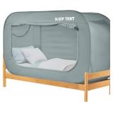 Bed Canopy Bed Tent Dream Tents Privacy Twin Size Sleeping Tents Indoor Pop Up Portable Frame Curtain Breathable with Mosquito Mesh Window for Kids and Adult(Mattress Not Included) Light Gray