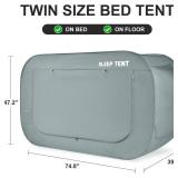 Bed Canopy Bed Tent Dream Tents Privacy Twin Size Sleeping Tents Indoor Pop Up Portable Frame Curtain Breathable with Mosquito Mesh Window for Kids and Adult(Mattress Not Included) Light Gray