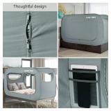 Bed Canopy Bed Tent Dream Tents Privacy Twin Size Sleeping Tents Indoor Pop Up Portable Frame Curtain Breathable with Mosquito Mesh Window for Kids and Adult(Mattress Not Included) Light Gray