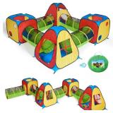 UTEX 8 in 1 Pop Up Children Play Tent House with 4 Tunnel, 4 Tents for Boys, Girls, Babies and Toddlers for Indoor and Outdoor Use