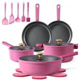 CAROTE Non Stick Pots and Pans Set, Cookware Sets Nonstick, Kitchen Cooking Set with Stay-Cool Handles,with Silicone Tools and Pot Protectors,16 Piece