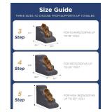 Gray Curved Dog Stairs Ramp for High Beds 28.7" H, 5-Step Dog Steps for Small Dogs and Cats, Pet Stairs for High Bed Climbing, Non-Slip Balanced Pet Step