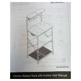 Furologee Kitchen Bakers Rack with Power Outlet, Microwave Oven Stand with Storage 4 Tiers, Coffee Bar Table with 6 S Hooks, Kitchen Storage Shelf Rack for Spices, Pots, Rustic Brown