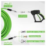 Tool Daily Sewer Jetter Kit for Pressure Washer 100 FT, Short Power Washer Gun, Drain Cleaner Hose 1/4 Inch NPT, Corner, Rotating and Button Nose Sewer Jetting Nozzle, 3600 PSI