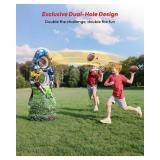 QPAU Dual-Hole Inflatable Football Target for Kids & Adults, Life-Size Backyard Toss Game with 4 Balls, Scoreboard & Pumps Outdoor Toy for Boys Girls, Sports Training & Family Fun