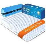 Stomach Sleeping Pillow for Stomach & Back Sleepers,Cooling Gel Thin Memory Foam Pillows for Back Shoulder Neck Pain Relief - Low Profile Ultra Flat Soft Pillow Cases with Zipper 2.25-Inches