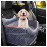 Dog Car Seat - Memory Foam Dog Booster Seat for Small Dogs Up to 25lbs-Elevated Pet Car Seat with Storage Pockets and Dog Seat Belt-Soft Pet Travel Bed for Front & Back Seats-Removable Washable-Grey