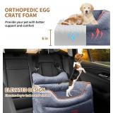 Dog Car Seat - Memory Foam Dog Booster Seat for Small Dogs Up to 25lbs-Elevated Pet Car Seat with Storage Pockets and Dog Seat Belt-Soft Pet Travel Bed for Front & Back Seats-Removable Washable-Grey
