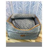 Dog Car Seat - Memory Foam Dog Booster Seat for Small Dogs Up to 25lbs-Elevated Pet Car Seat with Storage Pockets and Dog Seat Belt-Soft Pet Travel Bed for Front & Back Seats-Removable Washable-Grey