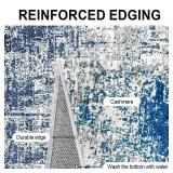 5x7 Area Rugs for Living Room, Machine Washable Vintage Rug, Non-Slip Low Pile Throw Rugs with Rubber Backing Foldable Washable Carpet for Bedroom Dining Room Home Decor, Blue