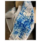 5x7 Area Rugs for Living Room, Machine Washable Vintage Rug, Non-Slip Low Pile Throw Rugs with Rubber Backing Foldable Washable Carpet for Bedroom Dining Room Home Decor, Blue