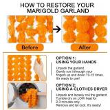 Giegxin 15 Pack Marigold Garland for Decoration 5 ft Long Strands Faux Artificial Marigold Flowers for Dia De Los Muertos Diwali Indian Wedding Party Decorations(Light Orange)