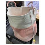 CLHMILY&Z 80L Laundry Basket Round Storage Rope Basket - 16.5x22.5 Inches - Pink Hamper in Bedreoom and Cute Storage Bin for Blankets, Toys, and Nursery Essentials