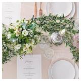 Sggvecsy Artificial Eucalyptus Garland 6 Pack Fake Eucalyptus Greenery Garland Faux Hanging Plants Artificial Vines, 5.6 Feet/Strand for Wedding Backdrop Arch Wall Table Party Outdoor Festival Decor