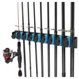 PLUSINNO Vertical Fishing Rod Holder, Wall Mounted Fishing Rod Rack, Fishing Pole Holder Holds Up to 9 Rods or Combos, Fishing Rod Holders for Garage, Fishing Gear and Gifts for Men