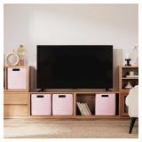 UBBCARE Set of 6 Storage Basket-12 X 12 X 12 in, Cotton Rope Basket for Shelves, Toys, Book, Cube Storage Bins with Handles, Woven Storage Basket for Organizing, Pink