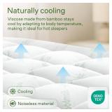 Ultra Soft Full Size Mattress Topper - Viscose Made from Bamboo Pillow Top Mattress Pad for Back Pain Relief - Naturally Cooling for Hot Sleepers, Green