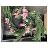 6ft Christmas Norfolk Pine Garland with Light Realistic Prelit Christmas Garland with Bow Berry Stem Ball Real Touch Greenery Garlands for Mantle Fireplace Table Home Decor(Gold)