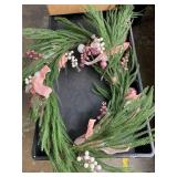 6ft Christmas Norfolk Pine Garland with Light Realistic Prelit Christmas Garland with Bow Berry Stem Ball Real Touch Greenery Garlands for Mantle Fireplace Table Home Decor(Gold)