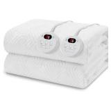 Heated Mattress Pad King Size - Embossed Electric Mattress Pad Cover Dual Control - 1-10 Hours Auto Shut Off with Deep Pocket White