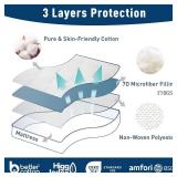 Twin XL Mattress Pad Cotton Mattress Pad Cover for College Dorm Quilted Mattress Cover 18-22" Deep Pocket Mattress Protector Twin XL Size Thin Down Alternative Filling Noiseless & Breathable