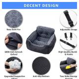 Dog Car Seat for Small Dogs, Washable Pet Booster Seats with Clip-On Safety Leash, Comfy Deluxe Plush Carseat with Storage Pockets, Puppy Car Travel Carrier Bed for Dogs Under 25 lbs, Black