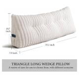 Headboard Pillow Full, Triangular Wedge Pillow Headboard Full, Cushion Headboards Reading Pillows, Backrest Pillows for Sitting in Bed or Working with Removable Cover, Beige
