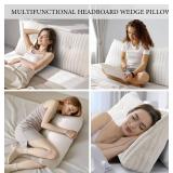 Headboard Pillow Full, Triangular Wedge Pillow Headboard Full, Cushion Headboards Reading Pillows, Backrest Pillows for Sitting in Bed or Working with Removable Cover, Beige