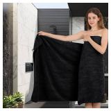 Smuge Ultra Soft 8 Piece Textured Bath Towel Set for Bathroom Shower Pool, Kitchen, Quick Dry, Lightweight Highly Absorbent - 2 Oversized Bath Towel Sheets, 2 Hand Towels, 4 Washcloths - Black