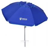 AMMSUN 7ft Heavy Duty HIGH Wind Beach Umbrella with sand anchor & Tilt pole Sun Shelter, UV 50+ Protection Outdoor Sunshade Umbrella with Carry Bag for Patio Garden Beach Pool Backyard Blue