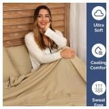 King Size 4 Piece Sheet Set - Comfy Breathable & Cooling Bed Sheets Set - Hotel Luxury Bedding for Women, Men, Kids, Teens, Boys & Girls - Deep Pockets, Soft & Wrinkle Free - Tan (Heathered Sheets)