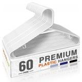 HOUSE DAY White Plastic Hangers 60 Pack, Clothes Hangers with Non Slip Hooks, Durable & Space Saving Coat Hanger, Light-Weight Clothing Hanger, Perfect Closet Organizer for Everyday Use