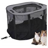 Foldable Dog Pet Kitten Playpen for Dogs, Indoor Puppy Playpen Kennel 31.7x20.5x24.2in, Portable Exercise Kennel Tent, Mesh Tent Crate for Travel, Camping, Home & Outdoor (Black, M, 1)