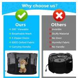 Foldable Dog Pet Kitten Playpen for Dogs, Indoor Puppy Playpen Kennel 31.7x20.5x24.2in, Portable Exercise Kennel Tent, Mesh Tent Crate for Travel, Camping, Home & Outdoor (Black, M, 1)