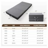 Tri Folding Mattress - Foldable Mattress for Travel/RV/Camping/Road Trip/Guest Room/Yoga, Tri-fold Memory Foam Mattress with Washable Cover, Handle & Non-Slip Bottom
